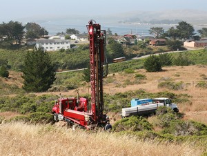 Setting up on a drill site overlooking Bodega Bay
